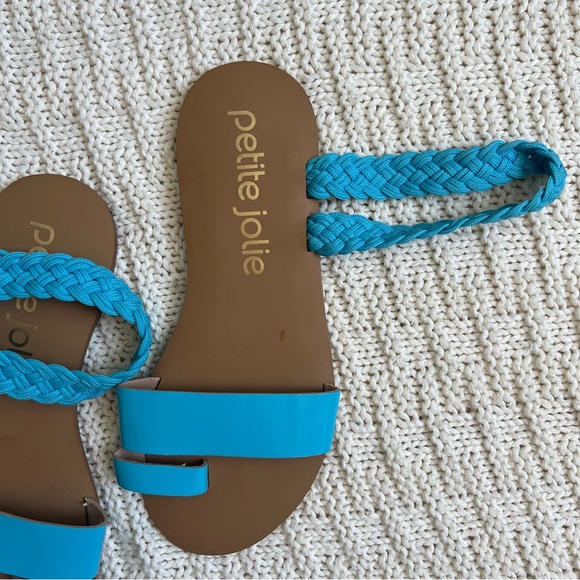 Petite Jolie Elastic Band Ankle Strap Open Toe Sandals | Blue | Size 7 | Women - Picture 2 of 6